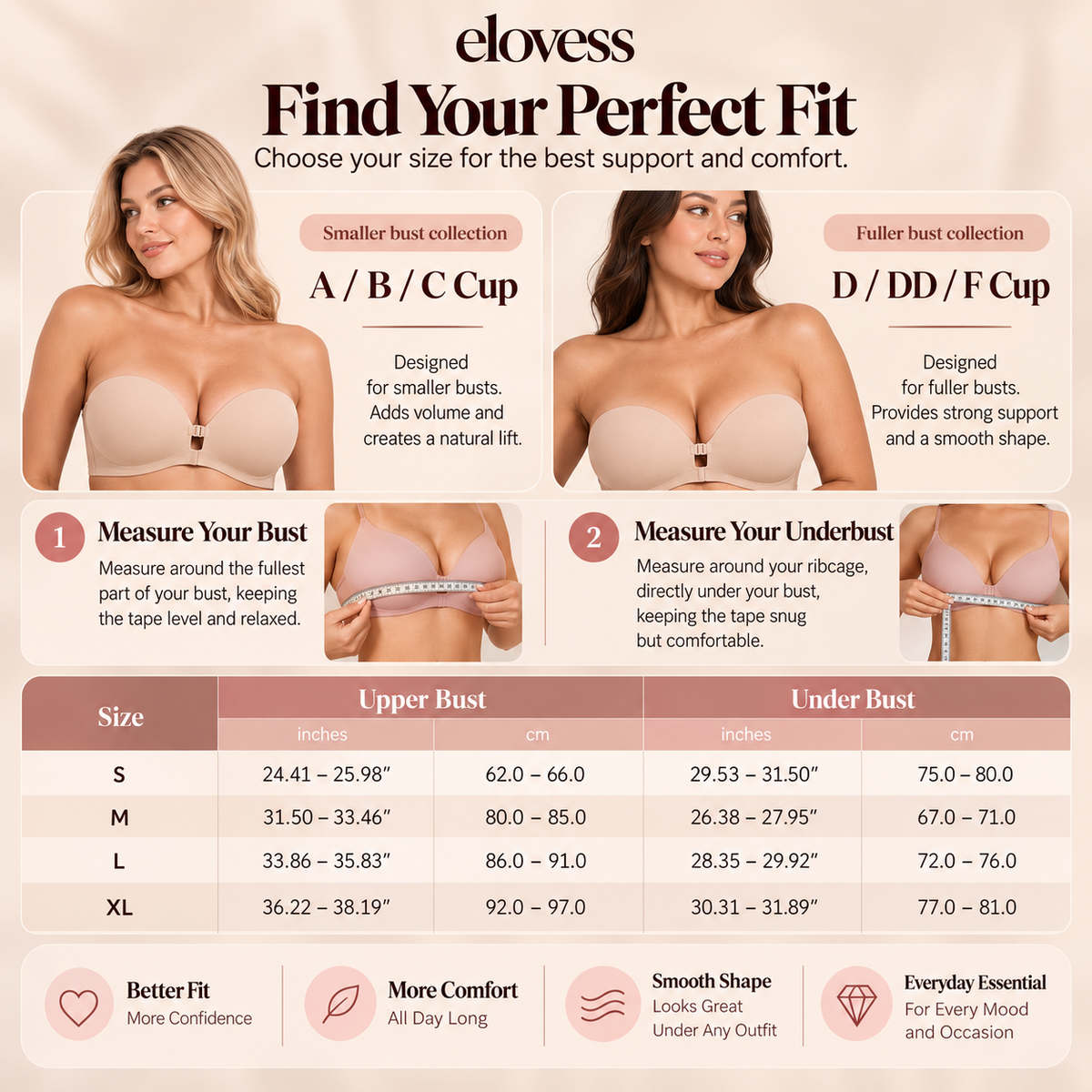 Elovess push up bra